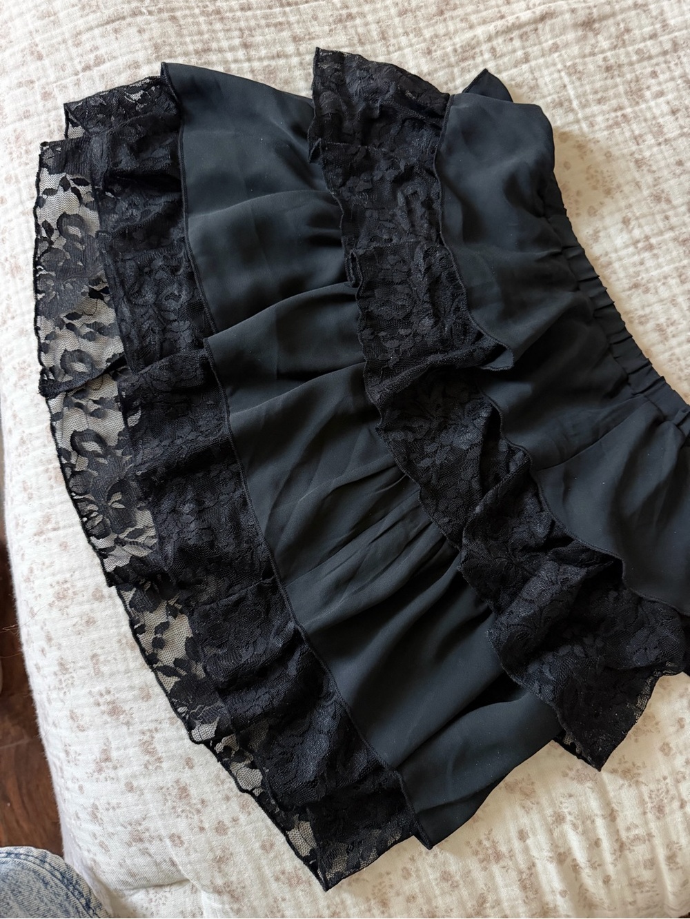 wild fable Black Lace Ruffle Sleep Skirt